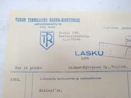 Turun Teknillinen Raaka-ainetehdas, Turku, 12.12.1952 -asiakirja / business document