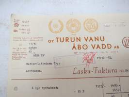 Oy Turun Vanu - Åbo VAdd Ab, Turku, 17.10.1952 -asiakirja / business document