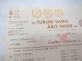 Oy Turun Vanu - Åbo VAdd Ab, Turku, 11.11.1952 -asiakirja / business document