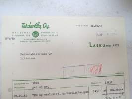 Tehdasvilla Oy, Helsinki, 21.10.1952 -asiakirja / business document