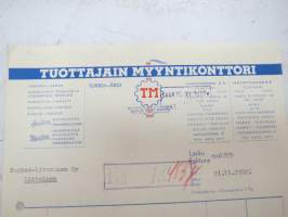 Tuottajain Myyntikonttori, Turku, 21.11.1952 -asiakirja / business document