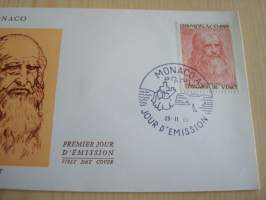 Leonardo da Vinci, 1969, Monaco, ensipäiväkuori, FDC.  Katso myös muut kohteeni mm. noin 1000 erilaista maksikorttia ja 1500 erilaista ensipäiväkuorta.