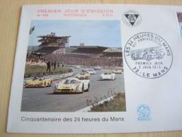 24H Le Mans autokilpailu, 1973, Ranska, ensipäiväkuori, FDC.  Katso myös muut kohteeni mm. noin 1500 erilaista ensipäiväkuorta.