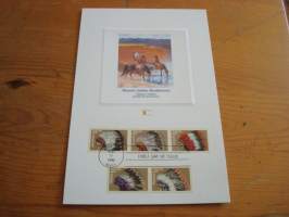 Historic American Indian Headdresses, 1990, USA, Proof-kortti, FDC, koko 15 cm x 22,5 cm.  Katso myös muut kohteeni mm. noin 1500 erilaista ensipäiväkuorta.