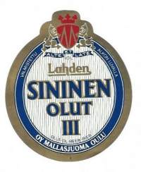 Lahden Sininen III Olut -  olutetiketti