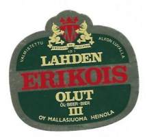 Lahden Erikois Export III Olut -  olutetiketti