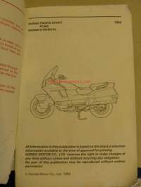 Honda Pasific Coast owner´s manual käyttöohjekirja