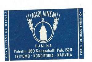 Aholainen Hamina -  tulitikkuetiketti