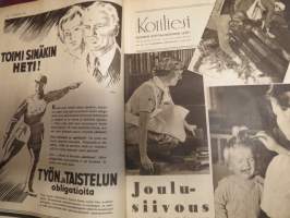 Kotiliesi 1941 nr 23, Kansikuvitus Martta Wendelin, Pakkasta torjutaan pulalapasilla, Leivomme jouluksi, Nyt on koulutettava maatalouksien tyttäristä varaisäntiä...