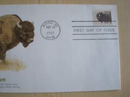 Bison, 1981, USA, ensipäiväkuori, FDC. Katso myös muut kohteeni, esim. kymmeniä erilaisia sisällisota-kuoria.