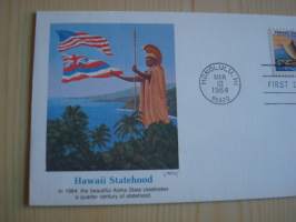 Hawaii Statehood, 1984, USA, ensipäiväkuori, FDC. Katso myös muut kohteeni, esim. kymmeniä erilaisia sisällisota-kuoria.