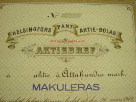 Helsingfors Pant Aktiebolaget, Helsinki, 800 mk -osakekirja