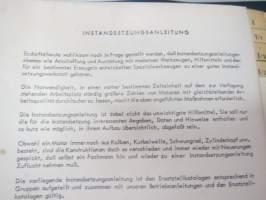 Hanomag Instandsetzungsanleitung für Motortyp D 14, D 21, D 28 und C-Ausführung -huolto-ohjekirja saksaksi