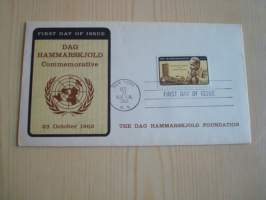 Dag Hammarskjöld Foundation, YK, United Nations, 1962, USA, ensipäiväkuori, FDC, harvinaisempi kuorimalli. Katso myös muut kohteeni.