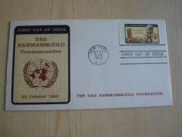 Dag Hammarskjöld Foundation, YK, United Nations, 1962, USA, ensipäiväkuori, FDC, harvinaisempi kuorimalli. Katso myös muut kohteeni.