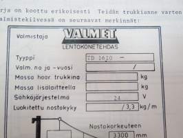 Valmet haarukkatrukki TD1610 - käyttö ja huolto / forklift operator´s manual in finnish