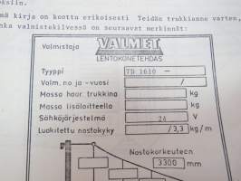 Valmet haarukkatrukki TD1610 - käyttö ja huolto / forklift operator´s manual in finnish