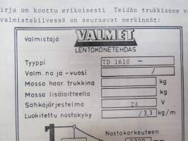 Valmet haarukkatrukki TD1610 - käyttö ja huolto / forklift operator´s manual in finnish