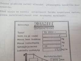 Valmet haarukkatrukki TD2912 - käyttö ja huolto / forklift operator´s manual in finnish