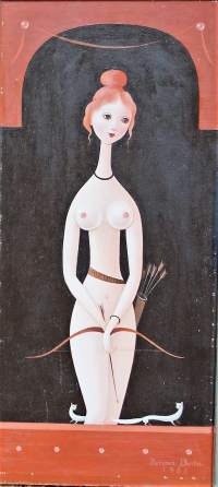 Bozena Duda ( 1947-) öljymaalaus levylle sign -93 38x19 cm