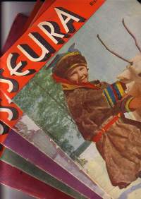 Seura-lehtiä vuodelta 1952 numerot 6, 8, 31, 48, 50; v. 1953 numerot 23, 24, 27, 32, 42, 50; v. 1954 numerot 36, 40