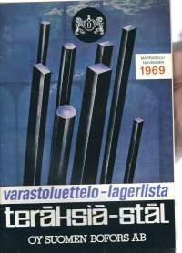 Varastoluettelo - terästä   - tuoteluettelo 1969