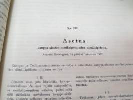 Suomen Asetuskokoelma 1920 nr 261-211 - Sisältää eri asetuksia kauppalaivastosta ja merenkulusta -statutes regarding ships and seafare
