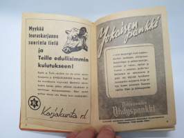 Maatalouskalenteri 1948, sisältää monipuolisesti ja runsaasti taulukoita, tietoja maatalouteen liittyvistä aiheista, mainoksia ym.  -agricultural calendar