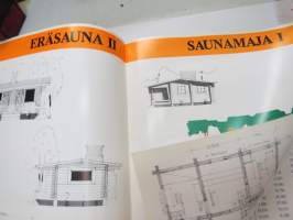 Saaren hirsisaunat ja huvilat 1975, K. Saari Kuortane -myyntiesite / mallikirja -cottage / sauna brochure