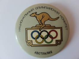 Moskova olympia 1980 - Moscow Olympics - Kansallisen Olympiakomitean tunnus - Australia -neulakiinnitteinen rintamerkki, virallinen tuote / official badge