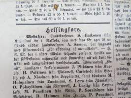 Helsingfors Tidningar, Lördagen den 1 Maj 1858, Nr 34., innehåller bl. a. följande artiklar / annonser;