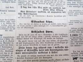 Helsingfors Tidningar, Lördagen den 1 Maj 1858, Nr 34., innehåller bl. a. följande artiklar / annonser;