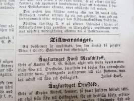 Helsingfors Tidningar, Lördagen den 1 Maj 1858, Nr 34., innehåller bl. a. följande artiklar / annonser;