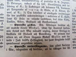 Helsingfors Tidningar, Lördagen den 22 Maj 1858, Nr 40., innehåller bl. a. följande artiklar / annonser;