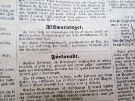 Helsingfors Tidningar, Lördagen den 22 Maj 1858, Nr 40., innehåller bl. a. följande artiklar / annonser;