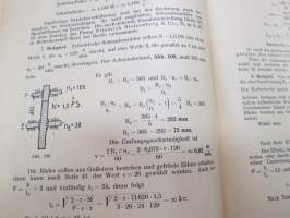 Zahnräder -vaihteet, perinpohjainen saksankielinen tekninen selostus vaihdetekniikasta, niiden laskennasta yms. -gears - technical features