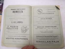 Satakunnan Maakuntajuhlat Säkylän eenokilla 6-7.7.1957 - Juhlaopas -käsiohjelma -program