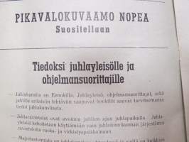 Satakunnan Maakuntajuhlat Säkylän eenokilla 6-7.7.1957 - Juhlaopas -käsiohjelma -program