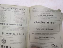 Satakunnan Maakuntajuhlat Säkylän eenokilla 6-7.7.1957 - Juhlaopas -käsiohjelma -program