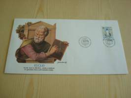 Matemaatikko Euclid, 1987, USA / Suomi, ensipäiväkuori, FDC, taiteilija: N.K. Litvinov. Katso myös muut kohteeni.