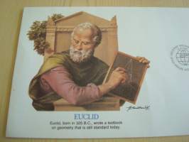 Matemaatikko Euclid, 1987, USA / Suomi, ensipäiväkuori, FDC, taiteilija: N.K. Litvinov. Katso myös muut kohteeni.