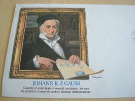 Saksalainen matemaatikko Johann K.F. Gauss, 1987, USA / Jugoslavia, ensipäiväkuori, FDC, taiteilija: I.A. Sushchenko. Katso myös muut kohteeni.