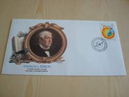 Thomas Alva Edison, 1987, USA / Iso-Britannia, ensipäiväkuori, FDC, taiteilija: I.A. Sushchenko. Katso myös muut kohteeni.