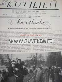 Kotiliesi 1934 nr 9 kansi Rudolf Koivu &quot;Gasellin juoksu Linnankosken Tulipunaisesta kukasta&quot;, puistoruusut, nuorten koteja III, värejä valitaan huoneisiin -