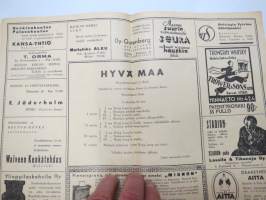 Helsingin Kansanteatteri Ylioppilastalossa - Ohjelma näytäntökausi 1935-1936 - &quot;Ferguzan Kukka ja kenraali&quot; / &quot;Hyvä maa&quot; -käsiohjelma / theatre program