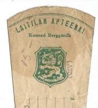 Laitilan  Apteekki  Konrad Berggårdh - resepti  signatuuri  1923