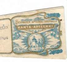 Ensimmäinen Apteekki Raumalla Kanta-Apteekki    - resepti  signatuuri  1942