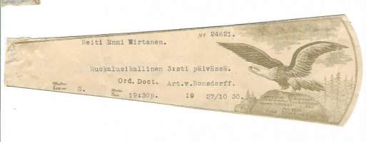 Apteekki Linnankadun varrella Turussa    - resepti  signatuuri  1930