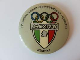 Moskova olympia 1980 - Moscow Olympics - Kansallisen Olympiakomitean tunnus - Mexico -neulakiinnitteinen rintamerkki, virallinen tuote / official badge