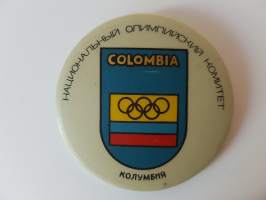 Moskova olympia 1980 - Moscow Olympics - Kansallisen Olympiakomitean tunnus - Colombia -neulakiinnitteinen rintamerkki, virallinen tuote / official badge